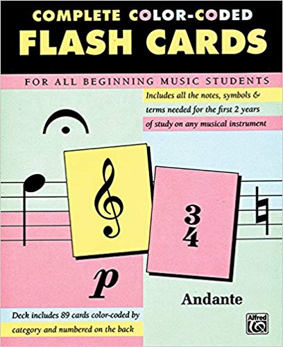 فلش کارت های تمام رنگی کد گذاری شده آموزش پیانو